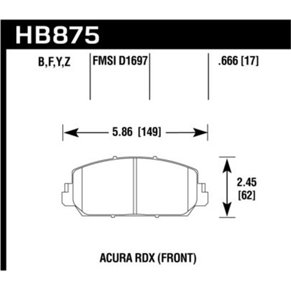 HAWK HB875Z.666 brake pad sets PC