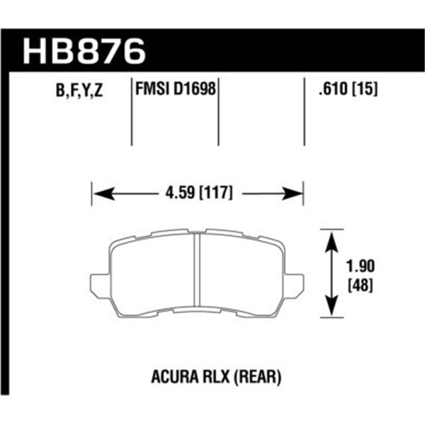 HAWK HB876B.610 brake pad sets HPS 5.0