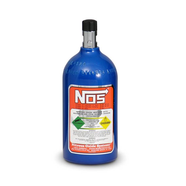NOS 14710 Nitrous Bottle 2 lb Nitrous Bottle Electric Blue Finish with Mini Hi-Flow Valve