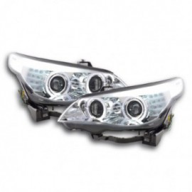 Angel Eye Headlight  LED Xenon BMW serie 5 E60/E61 Yr. 05-08 chrome RHD