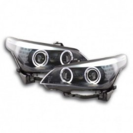 Angel Eye Headlight  LED Xenon BMW serie 5 E60/E61 Yr. 05-08 black chrome RHD