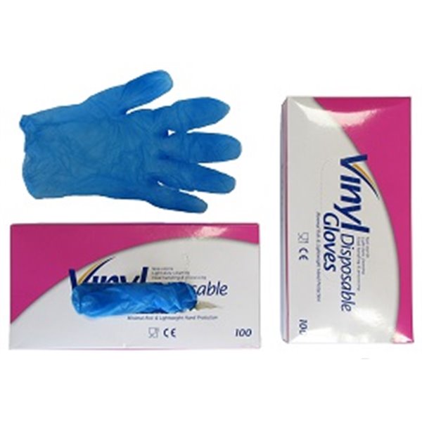 Thin vinyl gloves, blue, size L, 100pcs pack