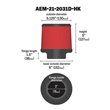 AEM 21-2031D-HK DRYFLOW AIR FILTER inlet 76mm