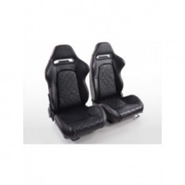 FK sport seats half bucket seat set Detroit synthetic leather with running rails black FKRSE011001