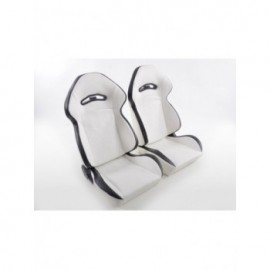 FK sport seats car half-shell seats set synthetic leather white seam black FKRSE14041