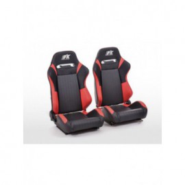 FK sport seats car half-shell seats set Frankfurt artificial leather black / red FKRSE17011