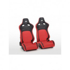 FK sports seats car half-shell seats set Cologne artificial leather / fabric black / red FKRSE17055