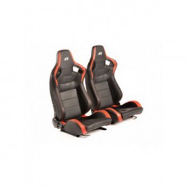 FK sports seats car half-shell seats set Bremen synthetic leather black / red carbon look FKRSE17063