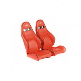 FK sports seats car half-shell seats Set Dortmund artificial leather red piping white FKRSE17083