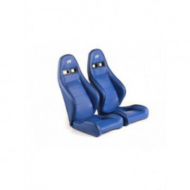 FK sports seats car half-shell seats Set Dortmund artificial leather blue piping white FKRSE17087