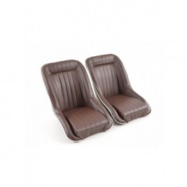 FK classic car seats, full bucket seats, retro look dark brown / white FKRSE14059