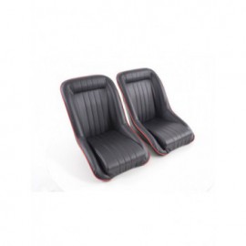 FK Oldtimersitze Car full bucket seats set in retro look black / red FKRSE14055