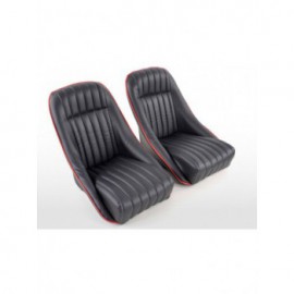 FK oldtimer seats car full bucket seats set Montgomery in retro look black / red FKRSE011083