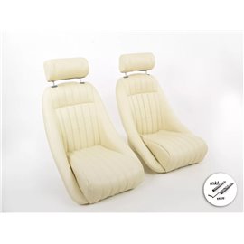 FK Oldtimersitze Car full bucket seats Set Classic 2 imitation leather beige with headrest FKRSE13071L