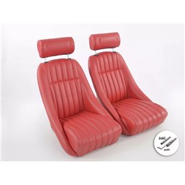 FK Oldtimersitze Car full bucket seats Set Classic 2 artificial leather red with headrest FKRSE13069L