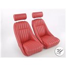 FK Oldtimersitze Car full bucket seats Set Classic 2 artificial leather red with headrest FKRSE13069L