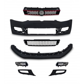 Front bumper in sports design incl. honeycomb grille and fog lights suitable for VW Polo 5 (6R) year 2008-2014