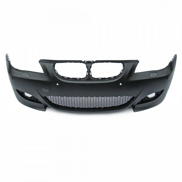 Front bumper BMW E60 Facelift By. 03.2007-03.2010, with cuttings for headlight cleaning system and PDC, sport look
