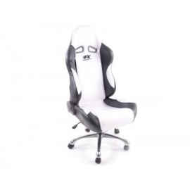 Office chair sports seat, black leather / white