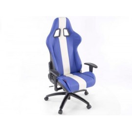 Office Chair Sport Seat with armrest synthetic leather blue/white