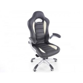 Office Chair synthetic leather black/white with adjustable armrests