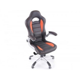 Office chair synthetic leather black / orange with adjustable armrests