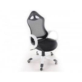 Office Chair synthetic leather/net white/black with armrests