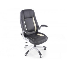 Office Chair synthetic leather black/white with adjustable armrests