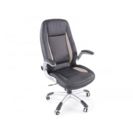 Office Chair synthetic leather black/grey with adjustable armrests