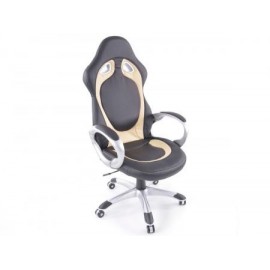 Office Chair synthetic leather black/beige with armrests