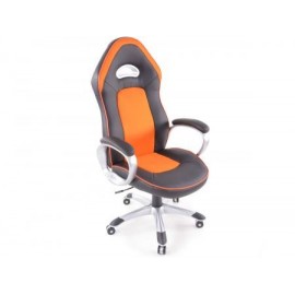 Office Chair synthetic leather net black/orange with armrests