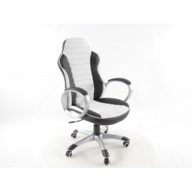 Office Chair artificial leather black/white with armrests